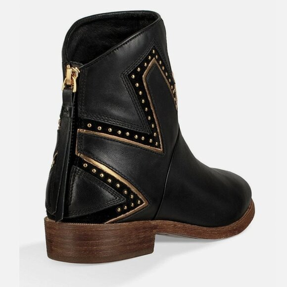 UGG | Lars Sunburst Studded Leather Western Moto Ankle Boots in Black | Sz 7 - Picture 3 of 16
